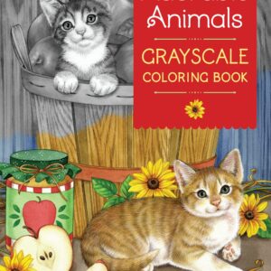 Adorable Animals Grayscale Coloring Book